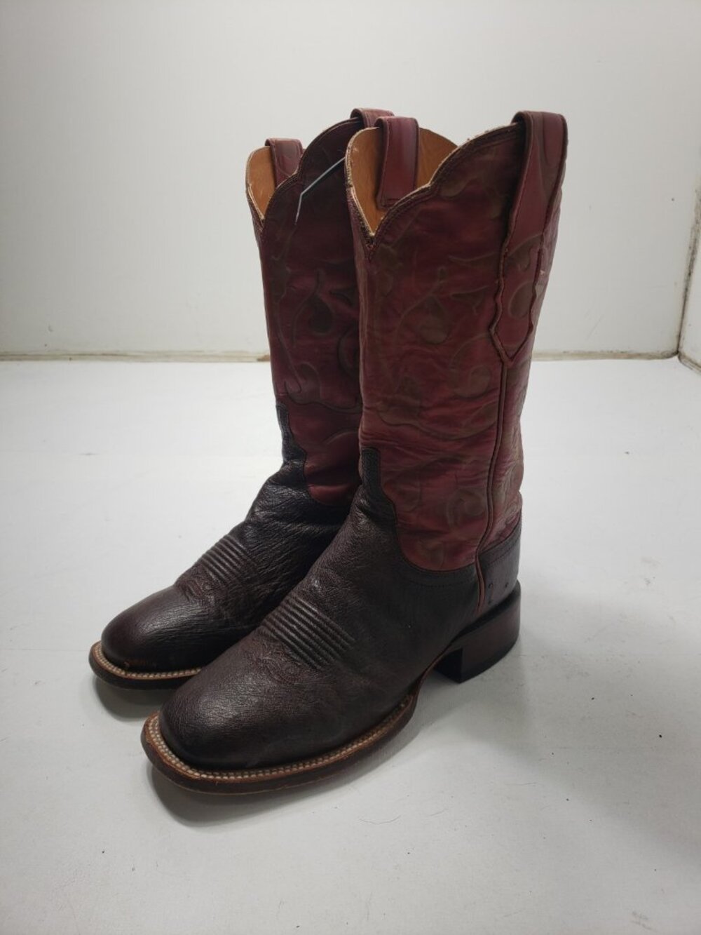 Lucchese M5819 Women's 8.5 B Ostrich Leather Cowboy Western Boots Brown Mexico